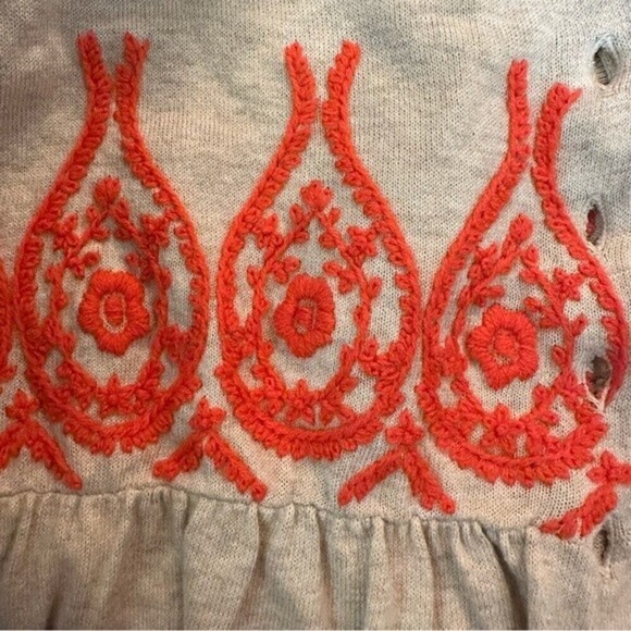 Moth Anthropologie Peplum Short Sleeve Fanning‎ Flame Sweater Size Medium - Picture 10 of 15